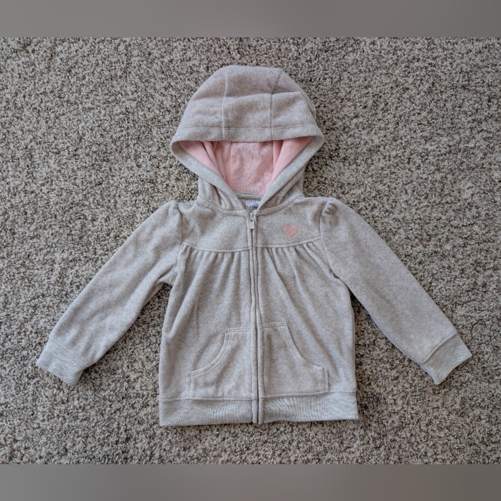 Girls Simple Joys By Carters 18m Fleece Hooded Sweatshirt Hoodie Grey Pink